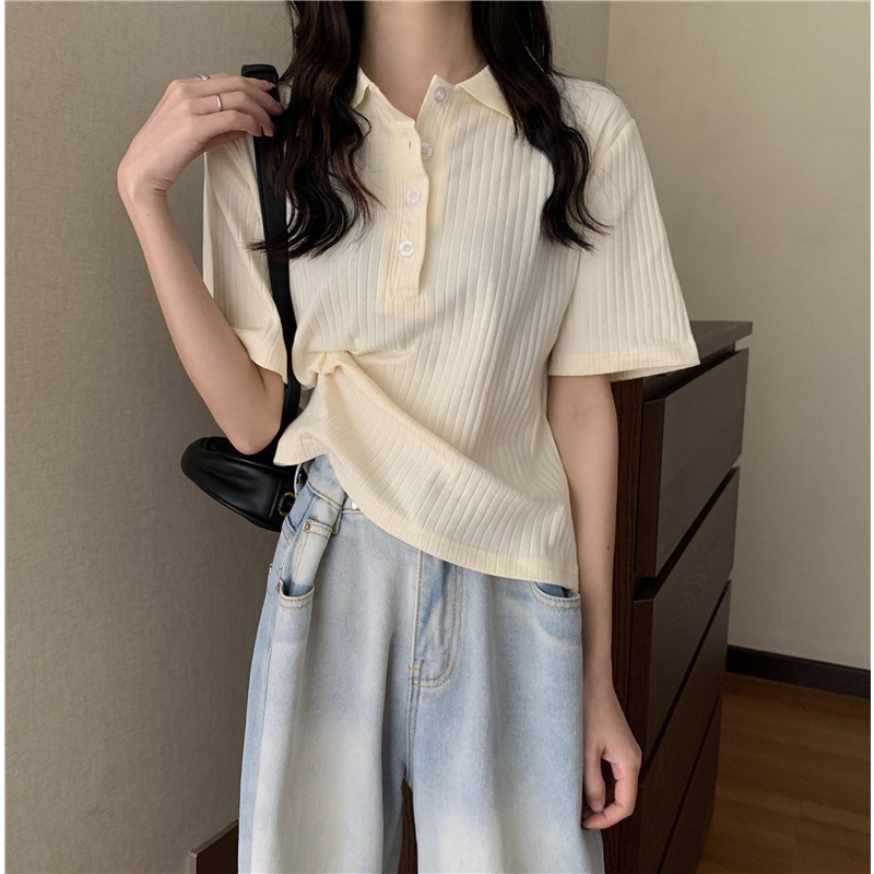 Áo polo Ngắn Tay Form Rộng Phong Cách Cổ Điển Dành Cho Nữ