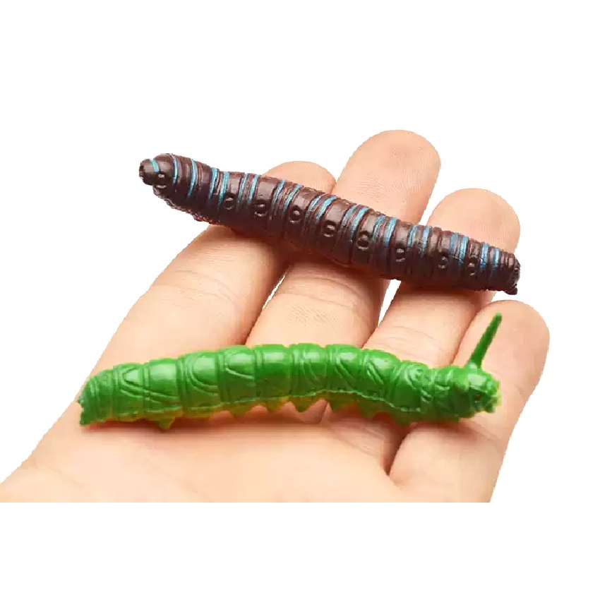 Bộ mô hình 12 con sâu róm đồ chơi nhựa dài 7cm độc đáo nhiều màu - New4all