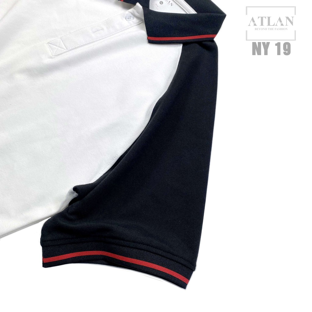 Áo Thun Nam 💖 𝘍𝘳𝘦𝘦𝘴𝘩𝘪𝘱 💖 Áo Polo Raglan Trắng Đen Phối Bo Sọc Đỏ - NY 19 | BigBuy360 - bigbuy360.vn