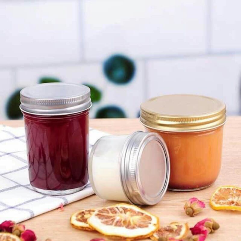 COmbo 5 hũ thủy tinh 100 ml nắp màu nhôm bạc