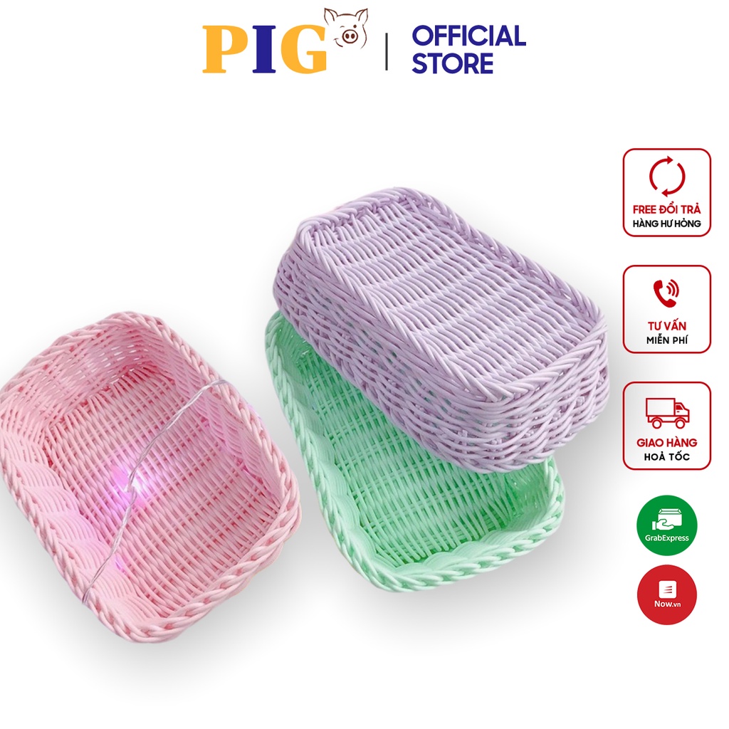 Giỏ nhựa đựng đồ đa năng, đựng đồ dùng học tập, decor đồ văn phòng cực cute