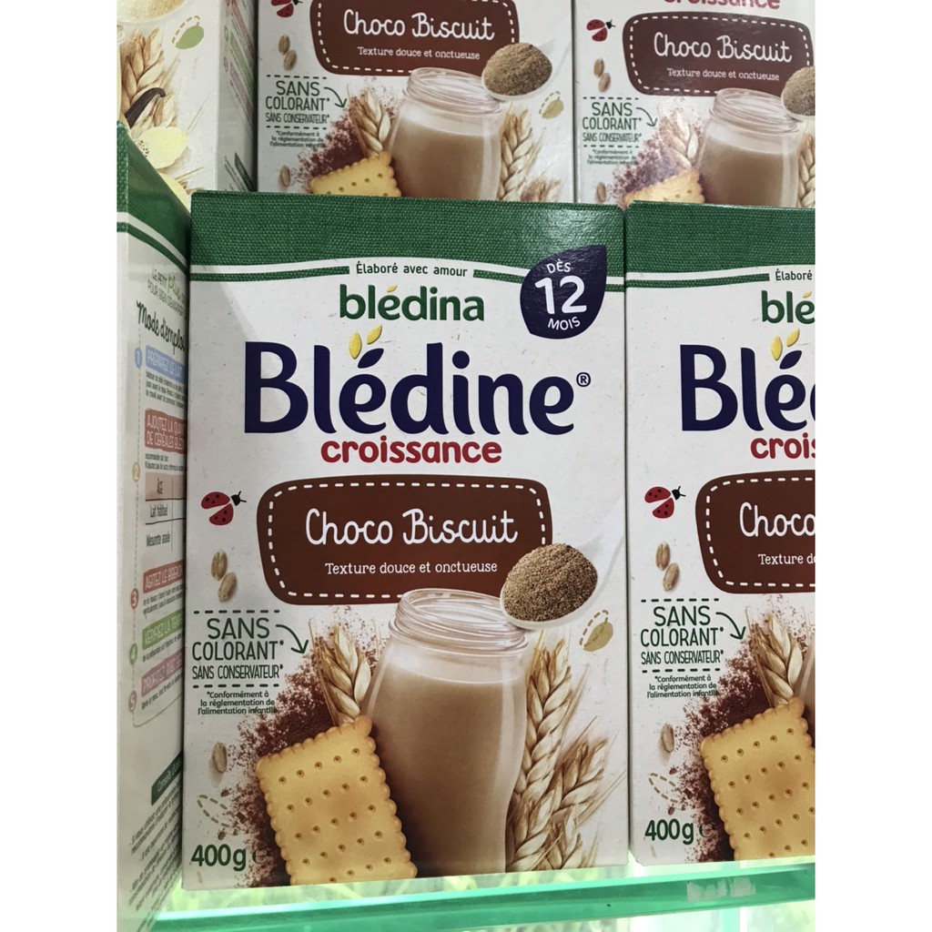 Bột pha sữa Bledina 400g 12m choco bích quy date 2022