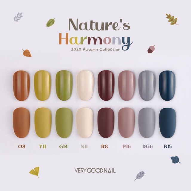 Bộ sản phẩm sơn gel Very Good Nail mùa thu -Nature's Harmony autumn 2020 [ set 8 chai]