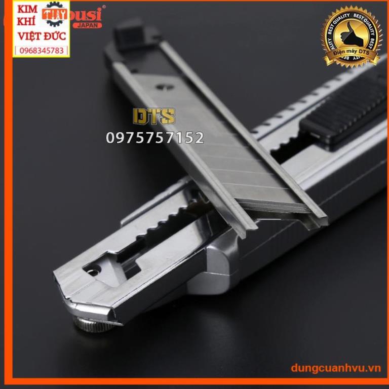 Dao rọc giấy lớn thay lưỡi liên tục Kapusi JAPAN, dao trổ 5 lưỡi 18mm thép SK5 siêu sắc, cắt giấy, rọc băng dính