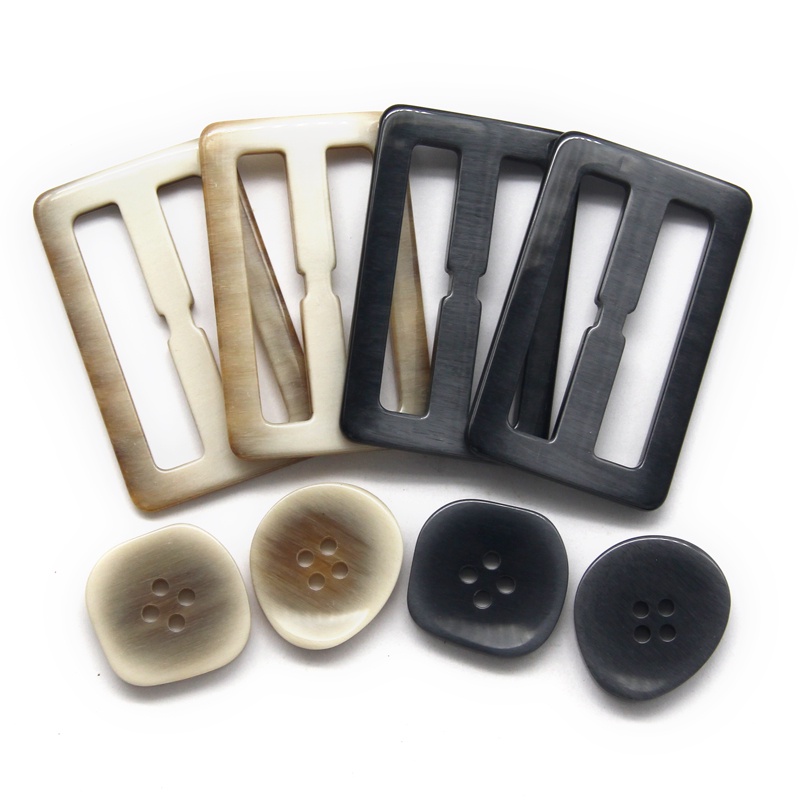 Set 2 Khóa Thắt Lưng Màu Đen / Be Bằng Nhựa Resin Dùng May Áo Khoác / Túi Xách Handmade