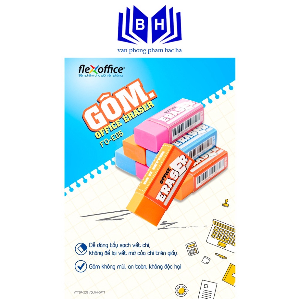 Gôm Tẩy Bút Chì Flexoffice FO-E05 - Tẩy chì Thiên Long - Chất Liệu Cao Cấp, Mềm Dẻo và Thân Thiện Môi Trường