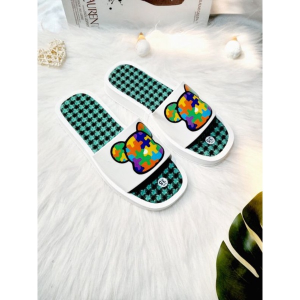 Dép Bánh Mỳ BearBrick Lót Dạ Tweed Đủ Màu Đủ Size bm_BearBrick