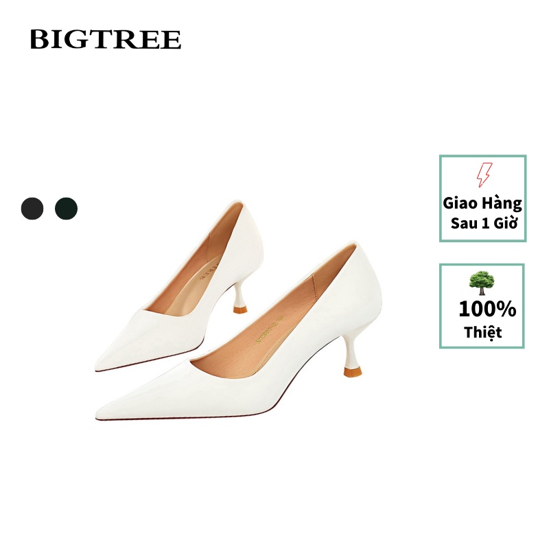 Giày cao gót BIGTREE mũi nhọn miệng nông thiết kế đơn giản dễ phối đồ thời trang cho nữ 5cm