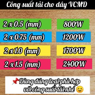 Dây điện đôi mềm VCMD CADIVI / 2x0.5 - 2x0.75 - 2x1.0 - 2x1.5 (mm)