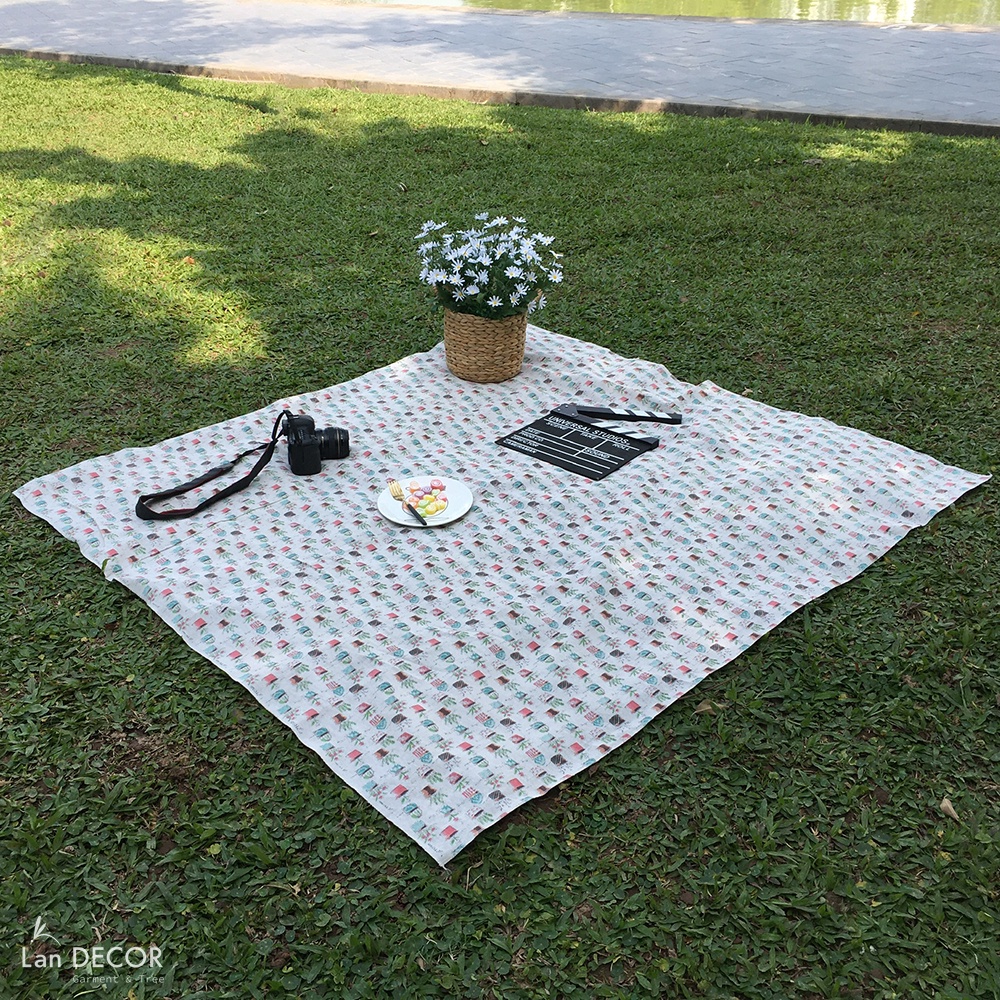 Thảm picnic gấp gọn, Thảm dã ngoại, Khăn tấm trải du lịch chụp ảnh picnic, trải bàn ăn kẻ caro, Thảm chụp ảnh