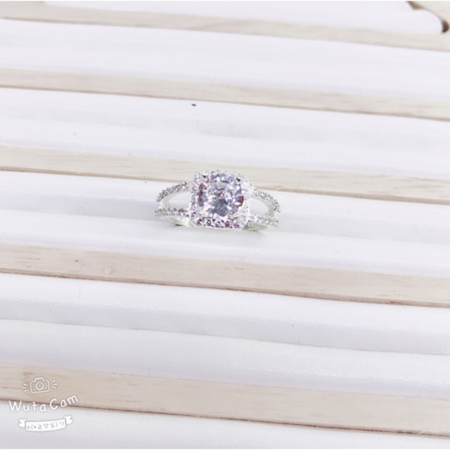 Nhẫn nữ đẹp❤️Freeship💗 viền chấu đá vuông hột lớn rẻ đẹp nhất Xưởng bạc Phương Cảnh