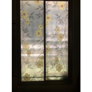 Giấy dán kính mờ khổ 90cm dài đặt theo số lượng x1m mã 9809 hoa vàng to