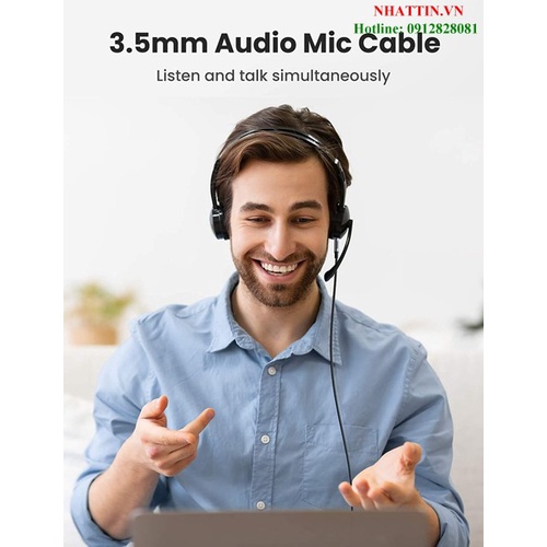 Cáp âm thanh AUX 3.5mm 2 đầu dương 4 cực bện nylon hỗ trợ mic Ugreen cao cấp