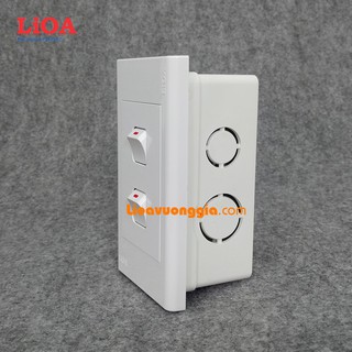 Combo 2 công tắc điện 1 chiều + mặt lỗ vuông LiOA - Lắp âm tường