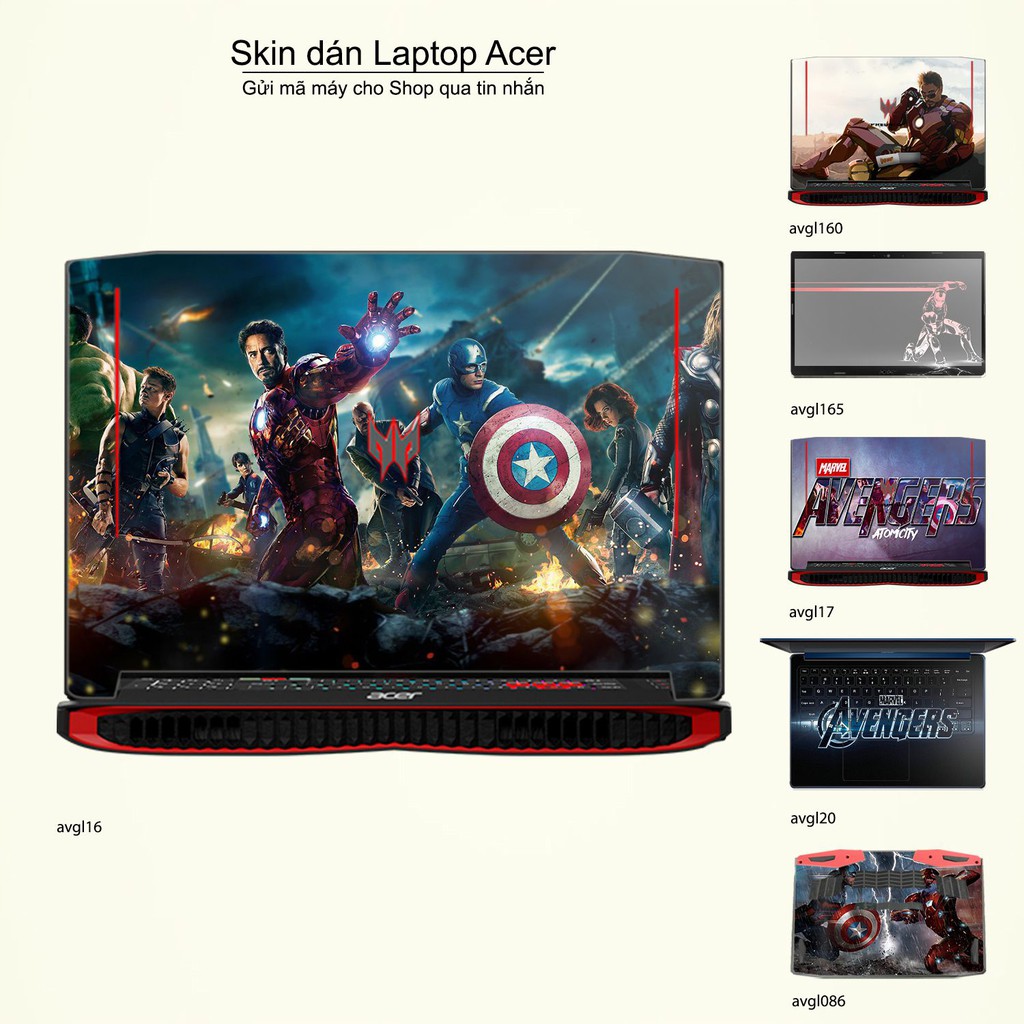 Skin dán Laptop Acer in hình Avenger _nhiều mẫu 4 (inbox mã máy cho Shop)