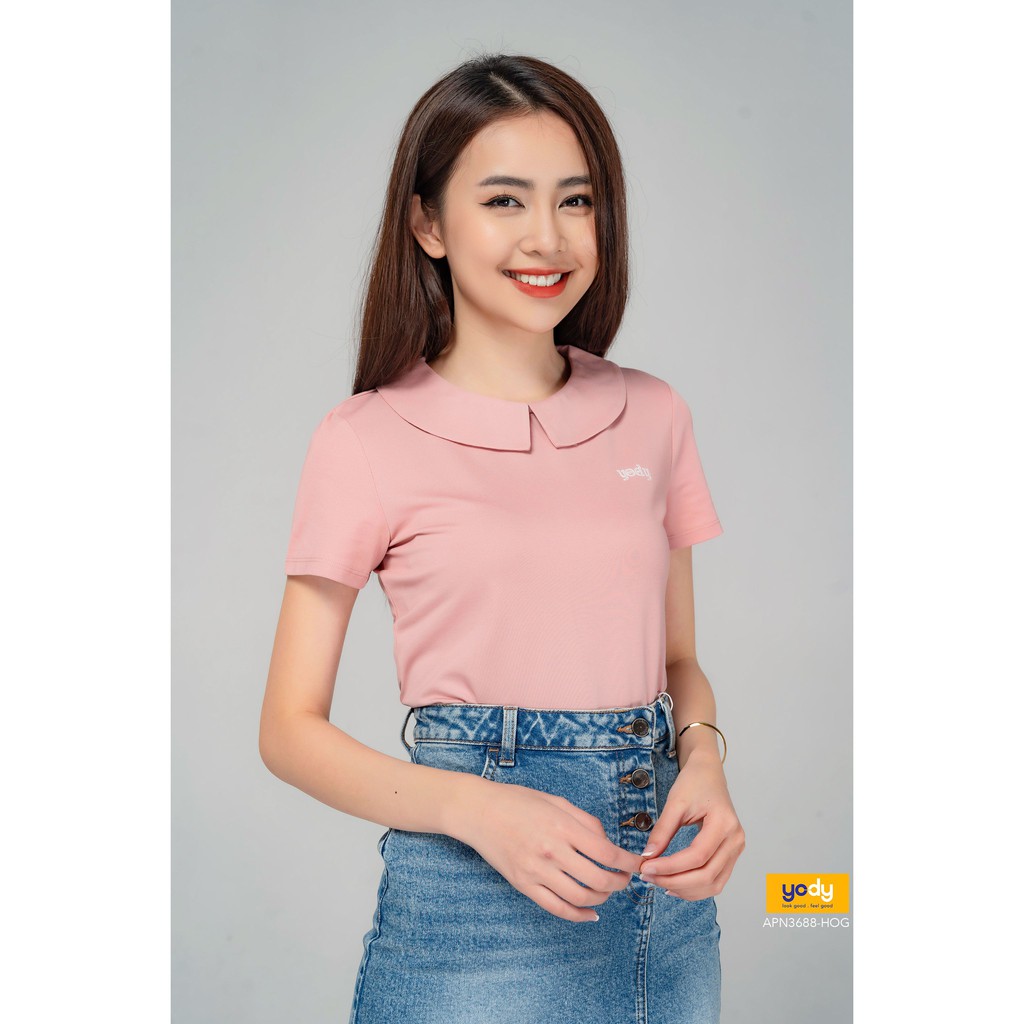 Áo Polo Nữ YODY Pique Mắt Chim Cổ Sen Thun Cotton Mã SP APN3688