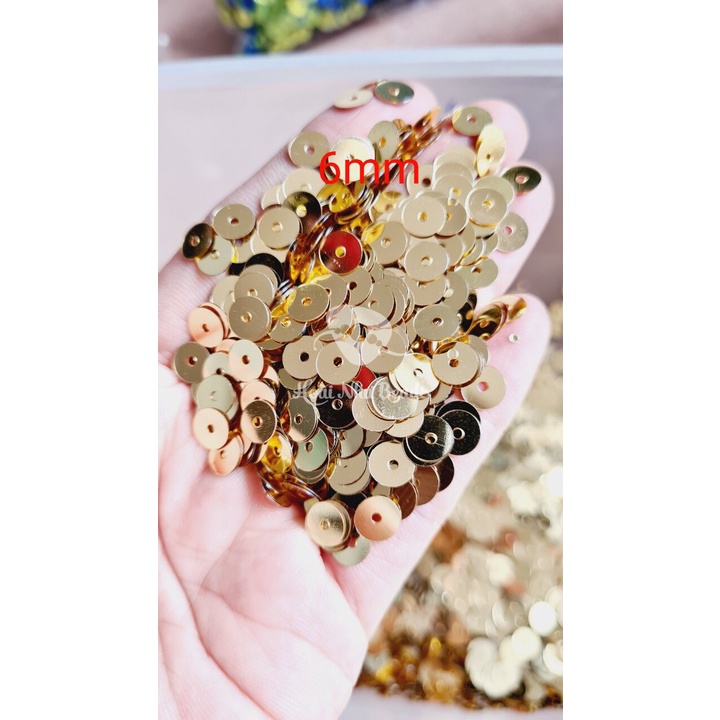 100gram kim sa thiếc bằng 6mm Sequine nhiều màu sáng đẹp