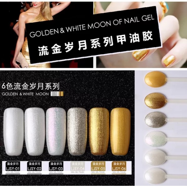 1 set 6 chai golden and white moon