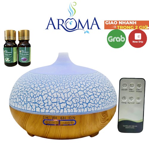 Máy Xông Tinh Dầu Bí Ngô vân rạn (mẫu mới) | dung tích 550ml, có Hẹn Giờ và Tự Ngắt khi hết nước,Đèn 7 màu, có Remote