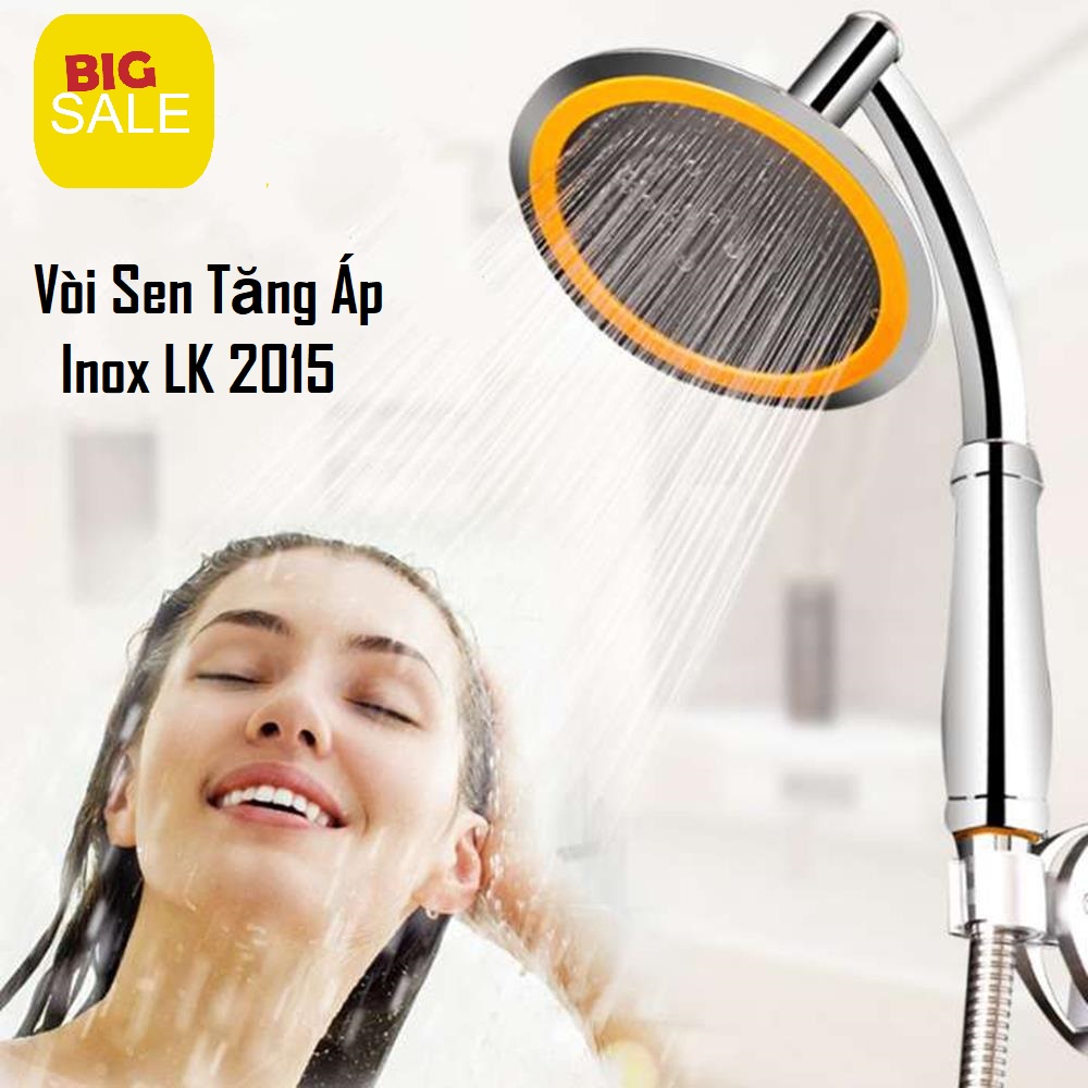 Vòi Tắm ,Vòi sen tăng áp INOX 304 LK-2015 - 45618, vòi sen tăng áp bát lớn- kiểu dáng sang trọng, tăng áp lực nước 300%,