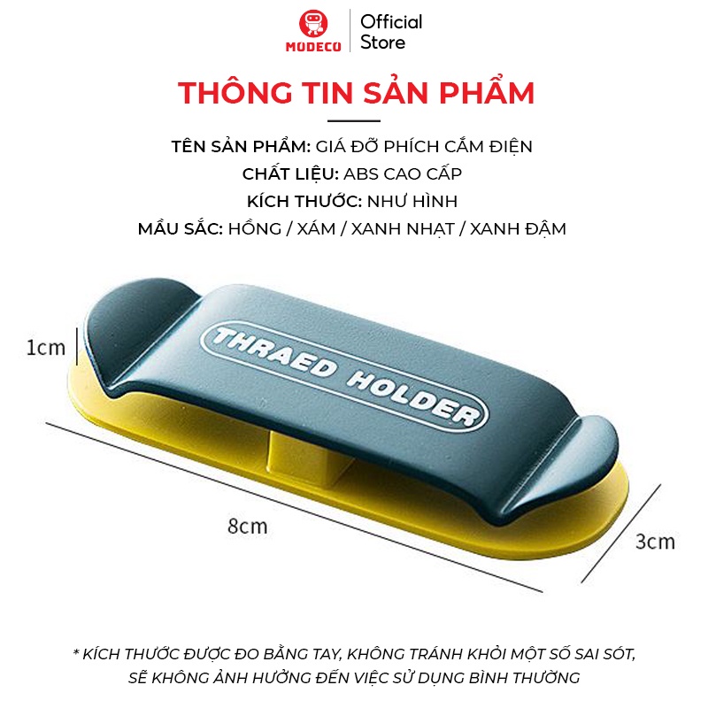 Móc Dán Tường Treo Phích Cắm, Ổ Cắm Cáp Sạc, Kẹp Dây Điện Đa Năng Siêu Chắc - Hộp 4 cái, Nhựa ABS Cao Cấp - Modeco