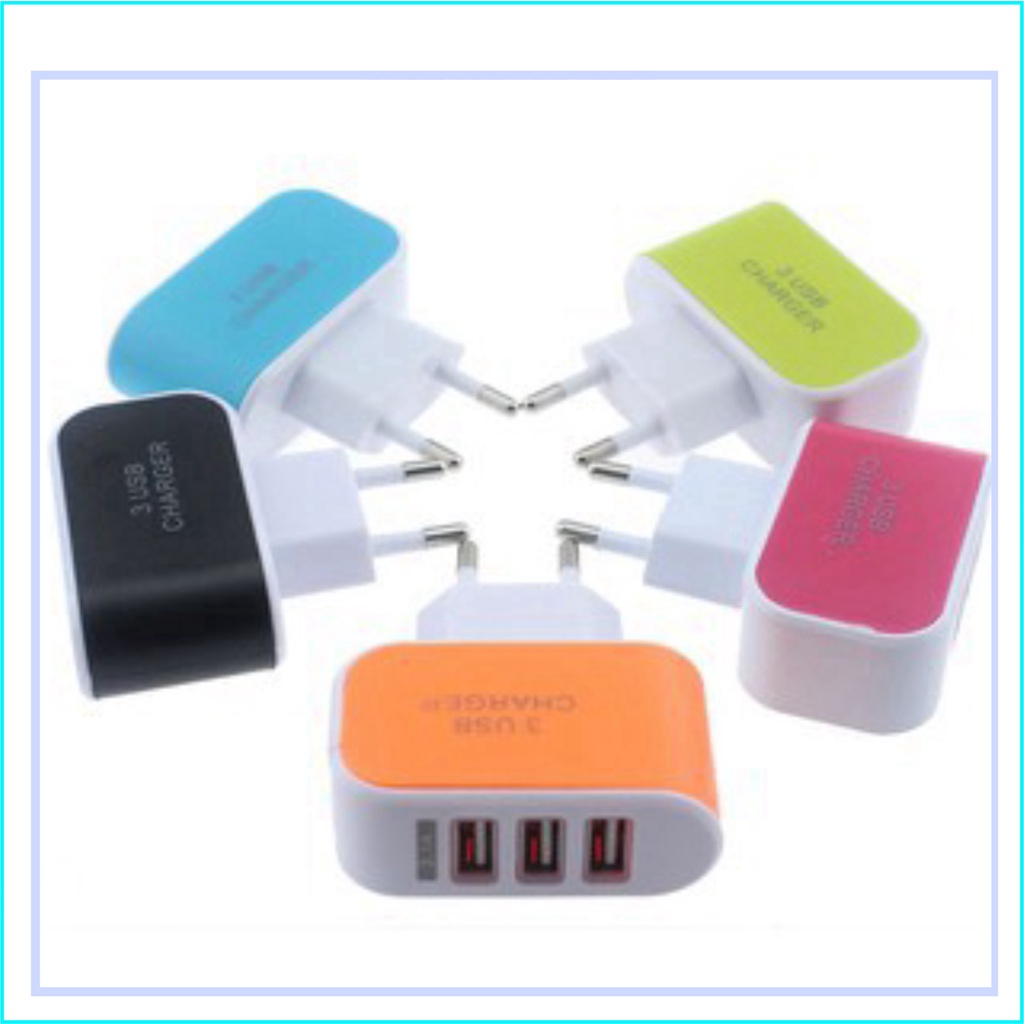 Cục sạc điện thoại đa năng 3 đầu USB tiện dụng