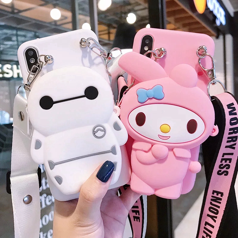 VIVO Y91 Y93 Y66 Y81 Y79 Y85 Y67 Y83 Y53 Y55 NEX 3 A S Cartoon Rabbit Melody Baymax Zipper Wallet Phone Cover Case