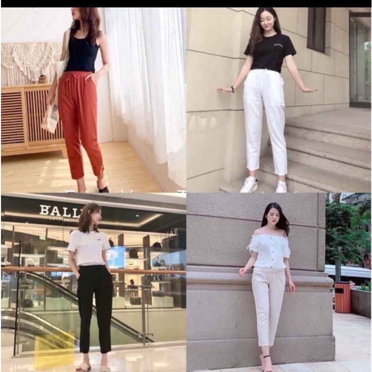 Quần Baggy Lưng Thun Vải Đũi Xước Co Giãn 2 size 48-68kg tùy chiều cao CHẤT VẢI ĐUI XƯỚC MỀM MÁT