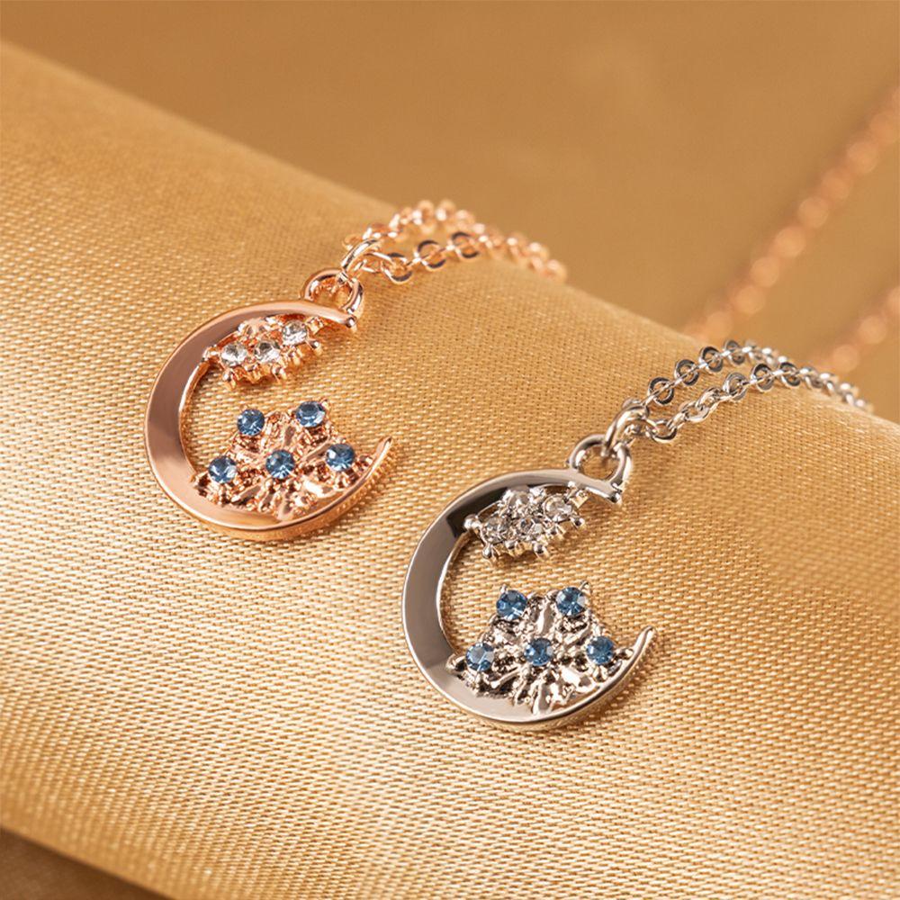 AROMA Vòng cổ Mặt Trăng Và Bông Tuyết Đơn Giản Thời Trang Hàn Quốc