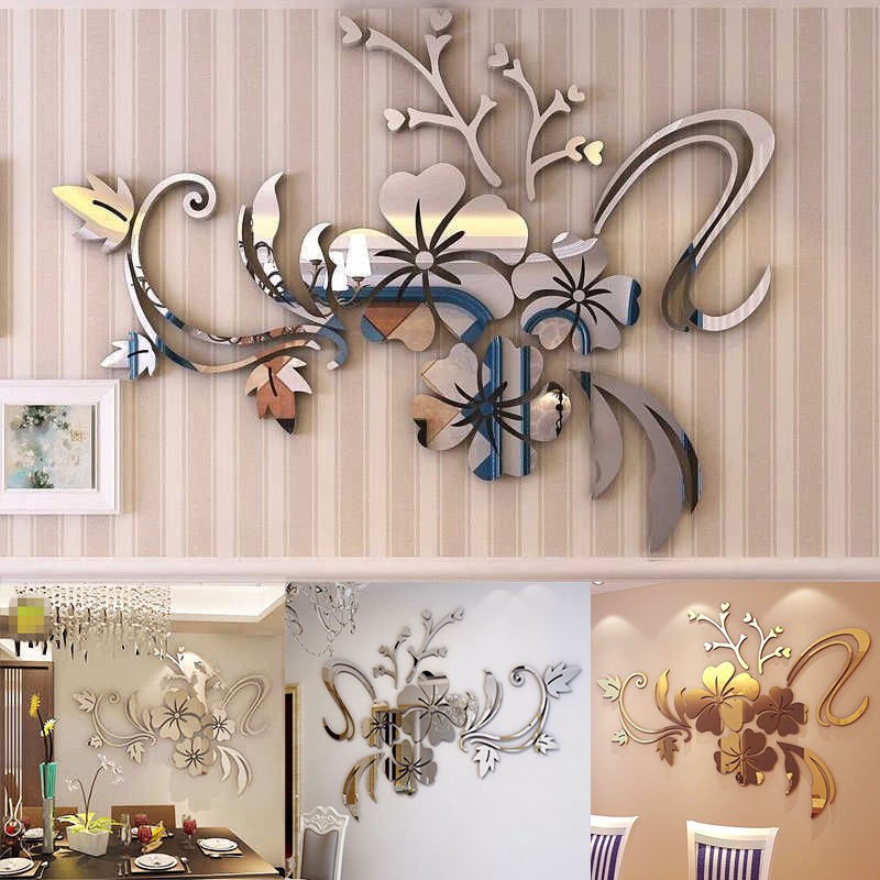 Miếng dán tường mặt gương 3D có thể tháo được tiện dụng