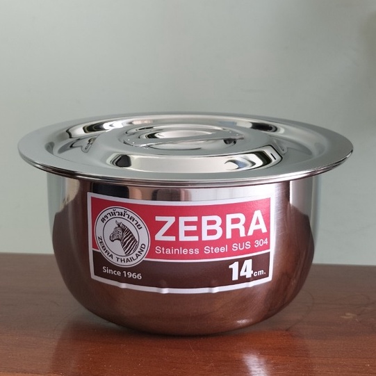 Thố Inox có nắp Zebra, 14cm -170014, 1 Đáy Loại Dày, Inox 304 Thái Lan cao cấp