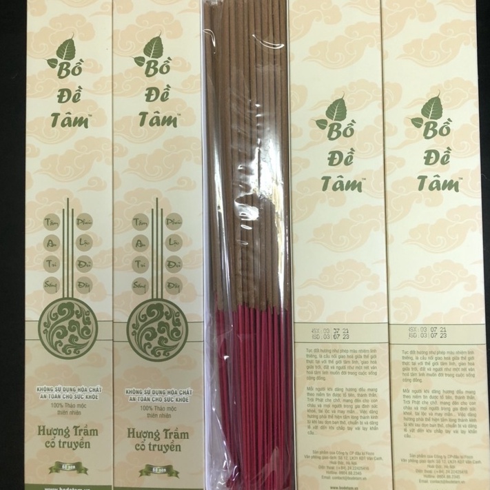 Nhang Hương Trầm Bồ Đề Tâm Sạch Tự Nhiên Loại Bỏ Âm Khí Hộp 30 Nén