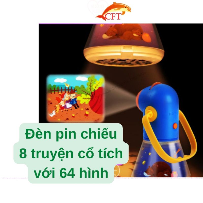 Đèn pin kể chuyện cho bé từ 18 tháng chiếu câu chuyện cổ tích chiếu sao trăng lên tường kết hợp đèn ngủ