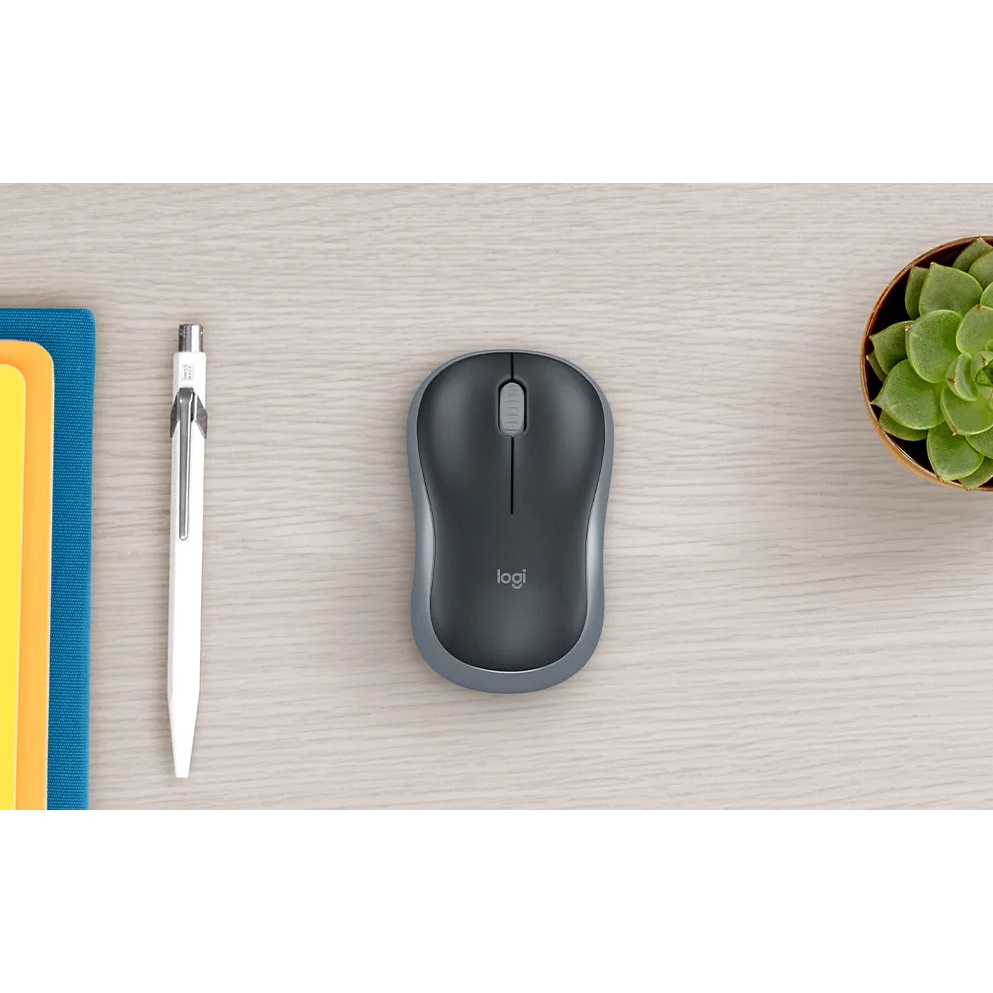 Chuột không dây Logitech M185 Wireless (USB/Xám đen) - Tuổi thọ pin cao lên đến 12 tháng