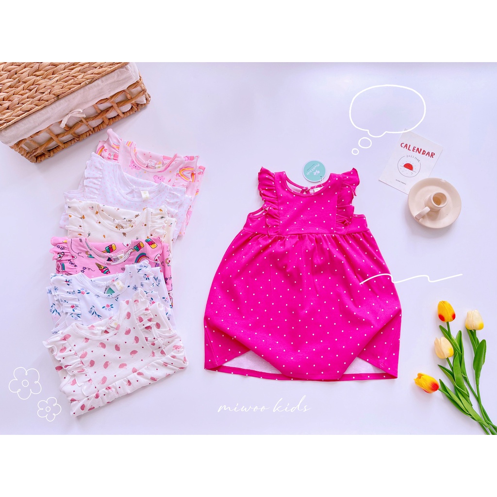 (8-24kg)Váy đầm thun cotton Miwoo Kids họa tiết đáng yêu cho bé gái bảng 3(ảnh thật)
