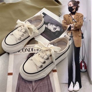 Giày thể thao sneaker nữ màu trắng đế 3 phân