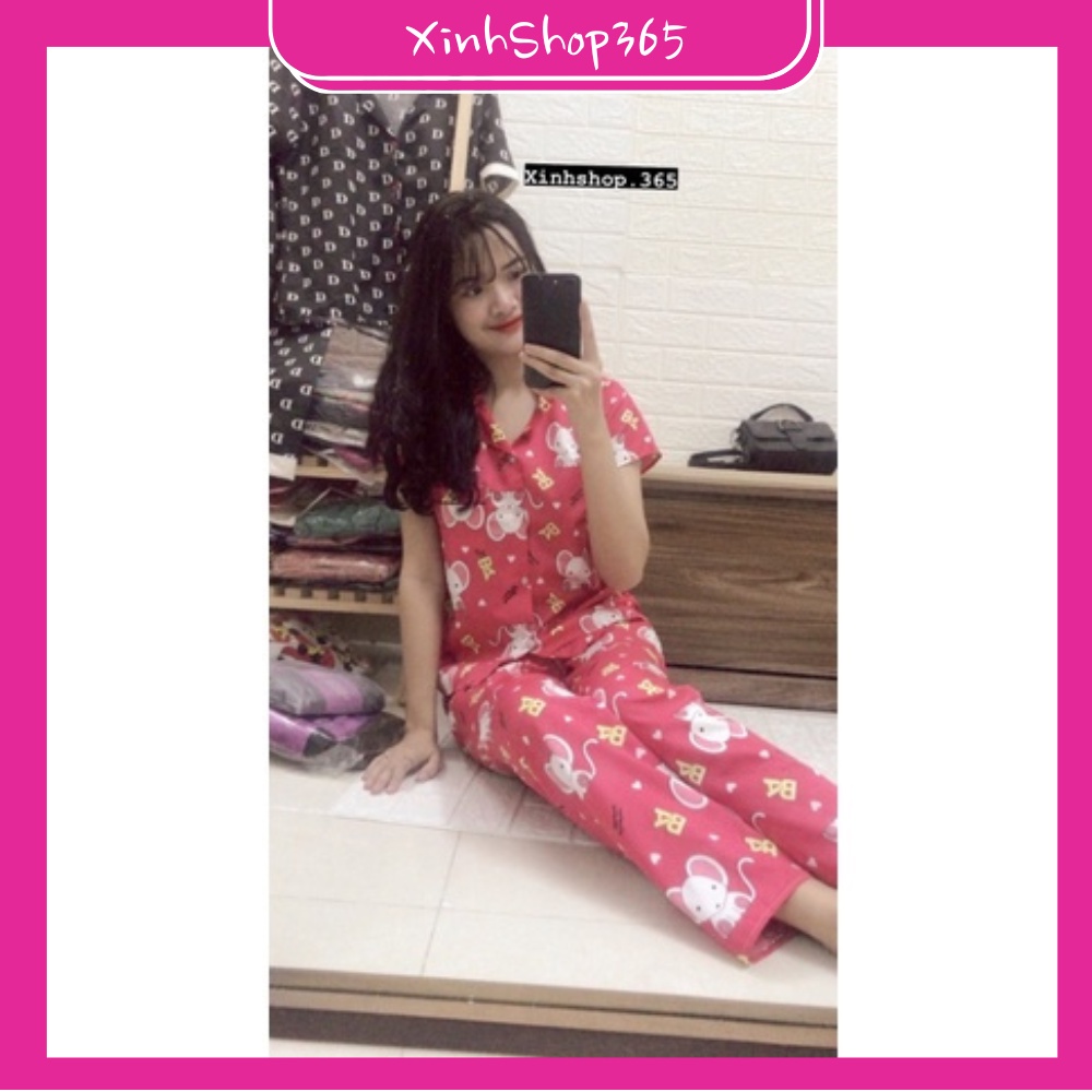 Bộ ngủ nữ pijama cộc tay chất thun cotton thoáng mát