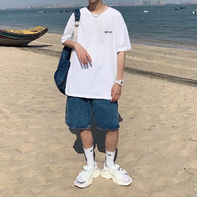 Áo Thun Tay Ngắn Dáng Rộng Thời Trang Mùa Hè Phong Cách Hàn Quốc Cho Nam