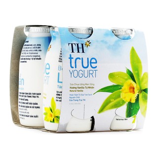 Lốc 4 hũ sữa chua uống ms, th truemilk, hương vani, 100ml