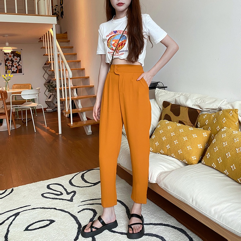 SUXI Quần Lửng Lưng Cao Phong Cách Hàn Quốc Dành Cho Nữ