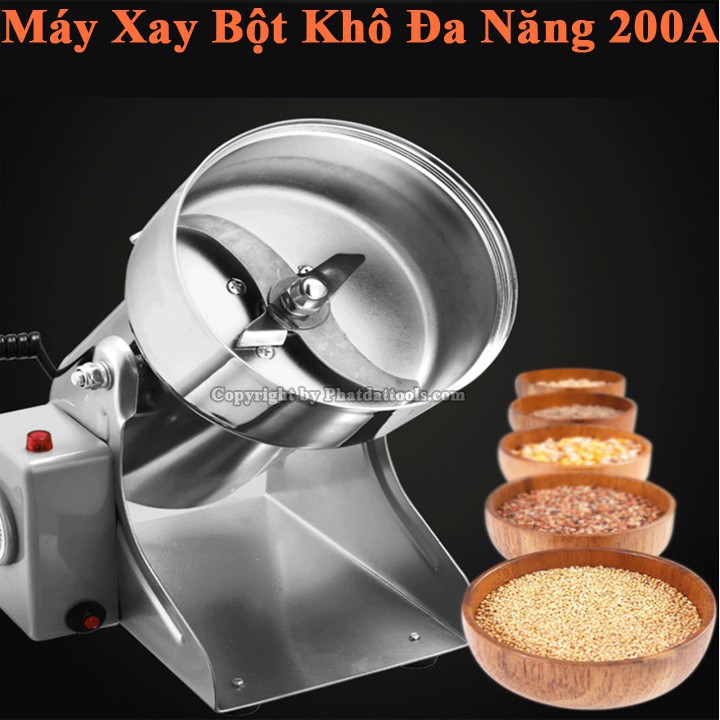 Máy xay bột khô đa năng 200A xay nghiền các loại hạt củ thảo quả thành tinh bột khô hàng inox 304