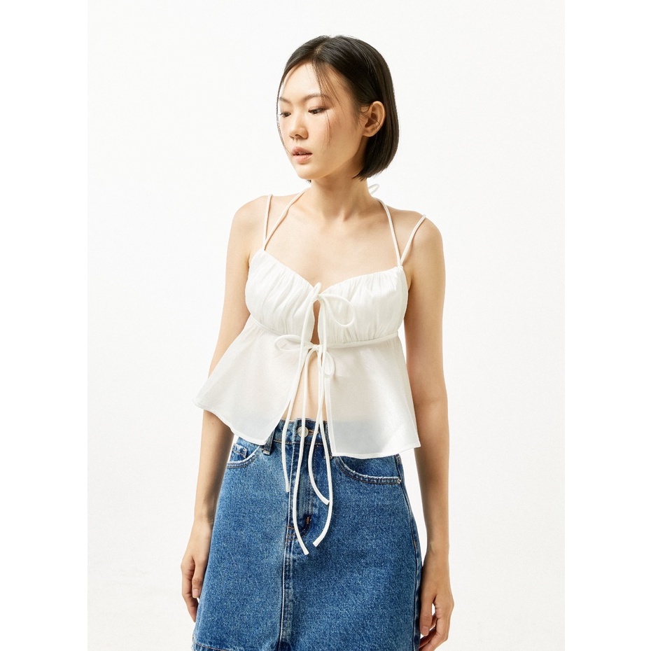 DOTTIE - Áo hai dây nhún ngực nữ trắng T0488