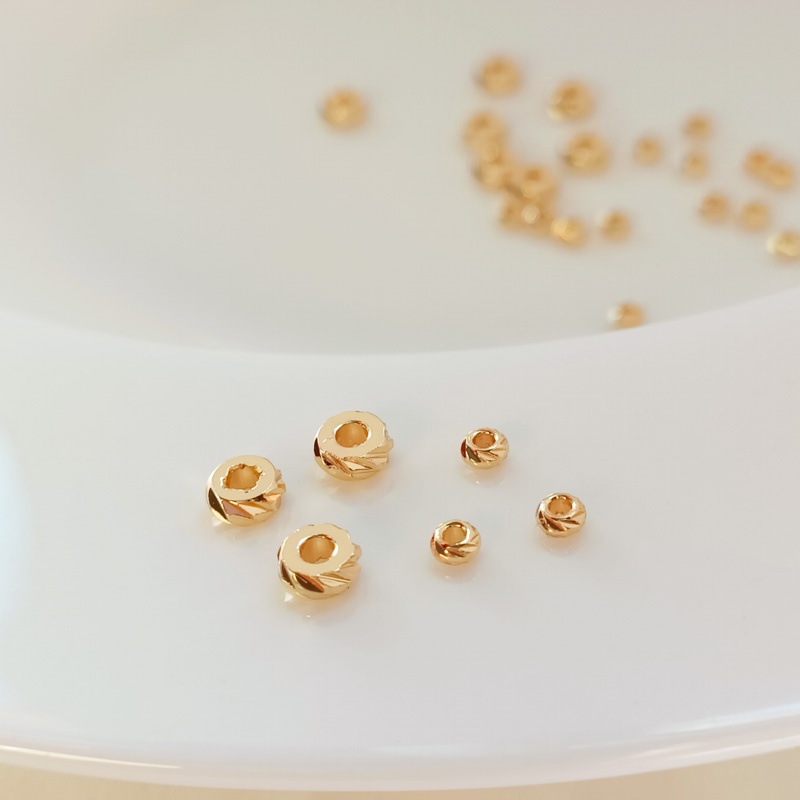 Set 50 Hạt Tròn Mạ Vàng 14K Nhiều Màu Sắc Dùng Làm Vòng Tay DIY