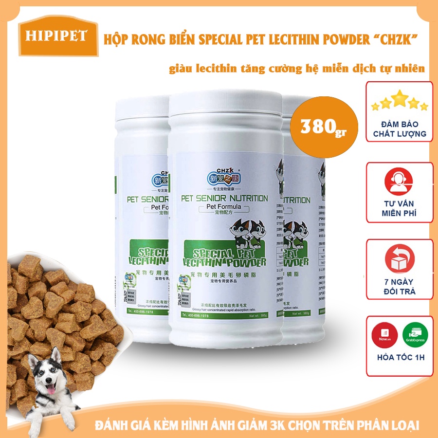 Hộp viên lecithin thức ăn dinh dưỡng cho chó CKZK tăng cường hệ miễn dịch cún giúp da đẹp mượt lông- 380gr