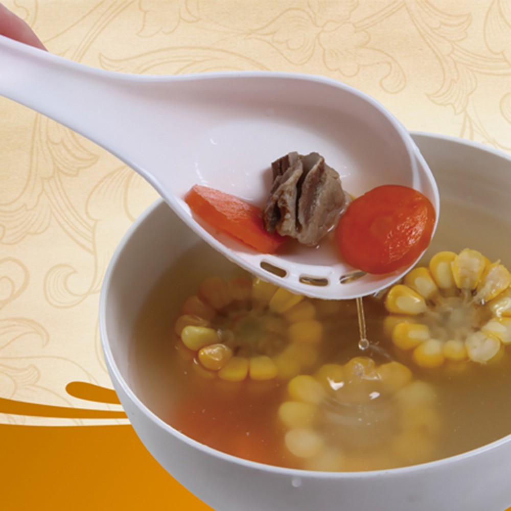 1 Muỗng Múc Canh Bằng Nhựa Pp Màu Trắng Tay Cầm Dài Có Lưới Lọc
