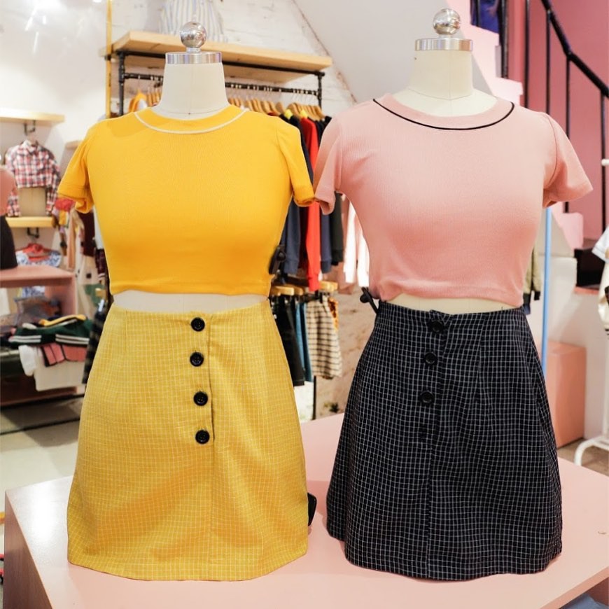 [Mã FAMALLT5 giảm 15% đơn 150k] Usthebasic - [Shopee Exclusive] Chân váy Plaid Button Down Skirt