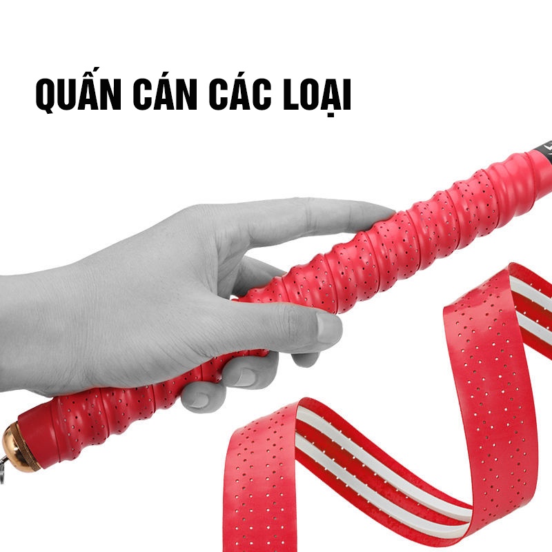 Combo 5 chiếc quấn cán vợt Tennis, Cầu Lông có gân chống xoay vợt, thấm hút mồ hôi Minh House