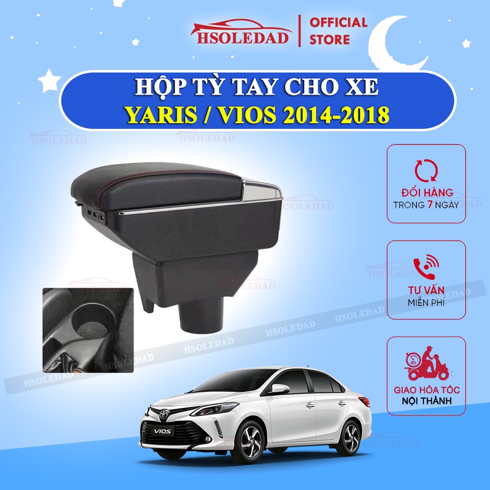 Hộp tỳ tay xe YARIS / VIOS cao cấp tích hợp cổng sạc USB - Bảo hành 12 tháng