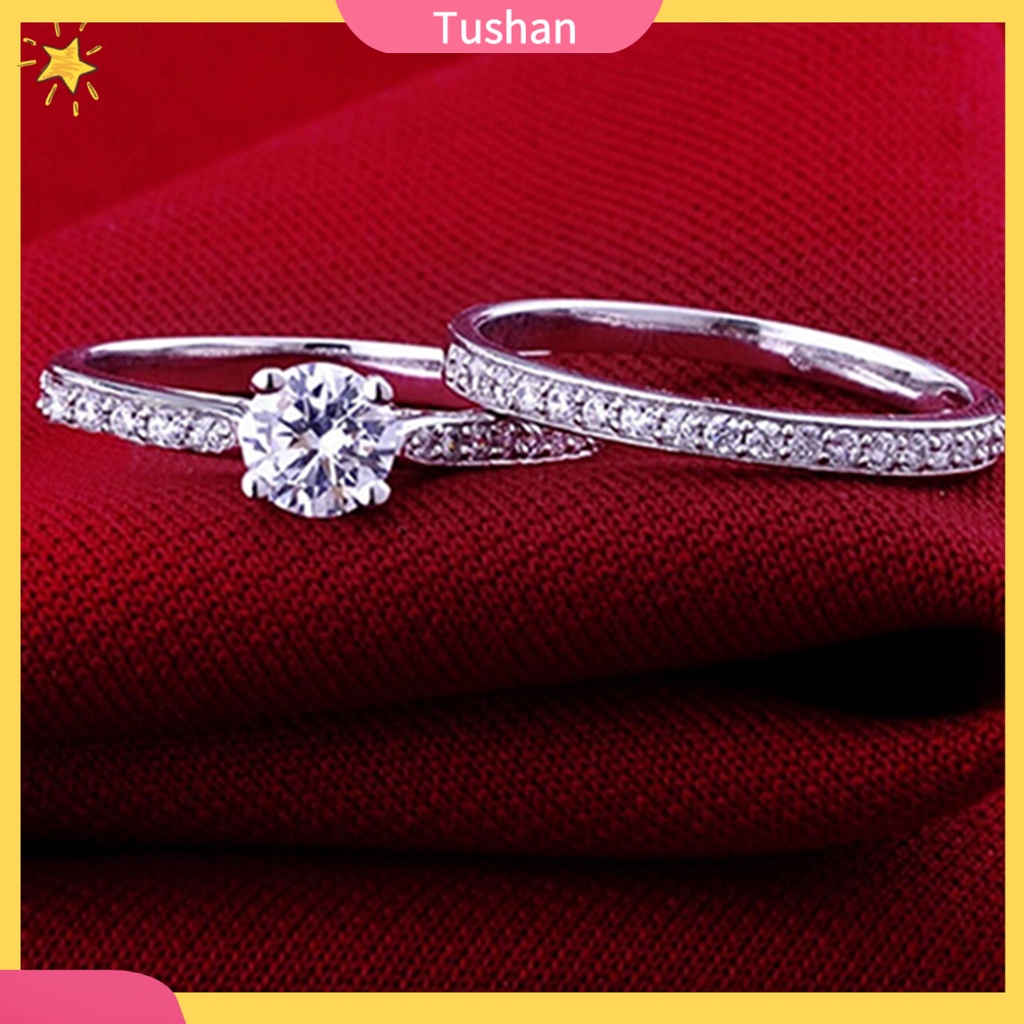 Nhẫn đính hôn đính đá zircon bằng bạc sterling 925