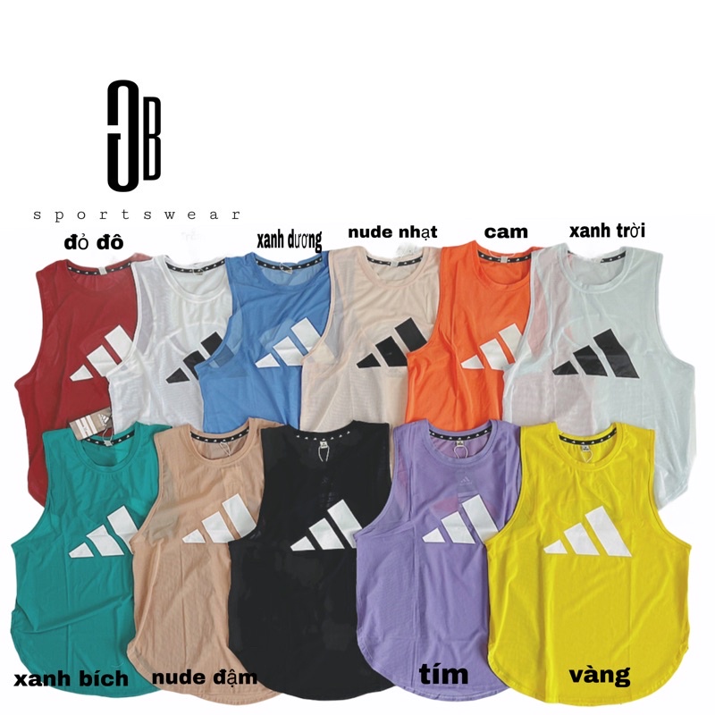 ❍ↂ﹍Áo tanktop ba lỗ nữ form rộng chất liệu vải lưới mè tập gym yoga chạy bộ nhiều màu
